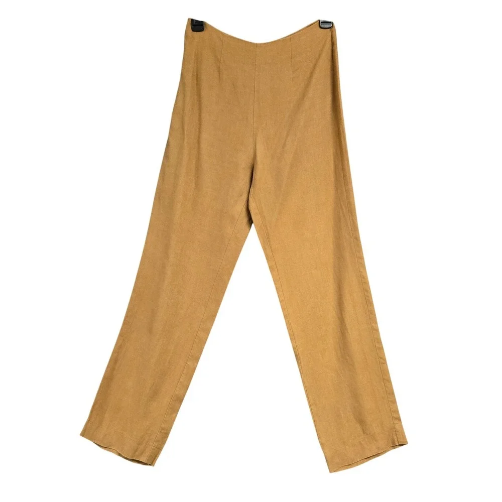Reformation 100% Linen High Rise Straight Leg Pants Tan‎ Ochre Womens Size 0